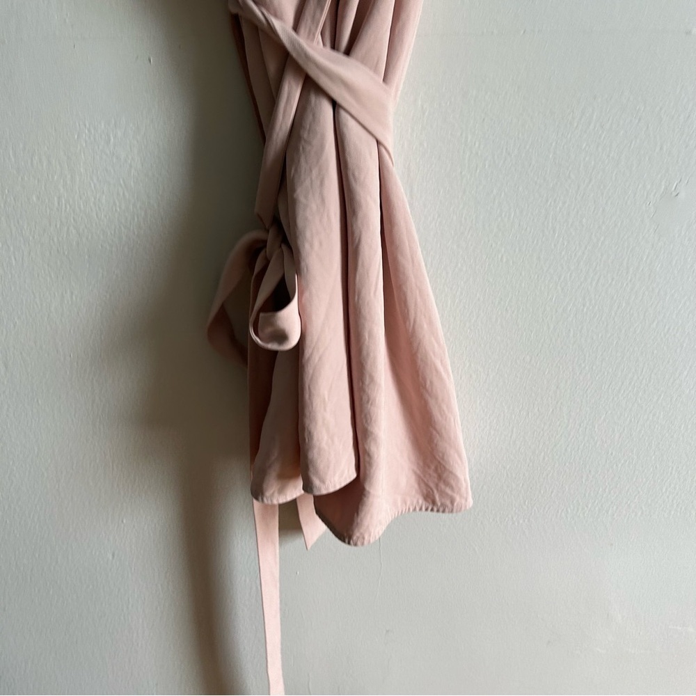 Everlane Sz 2 Japanese Go Weave Dusty Pink Romantic Feminine Wrap Dress - Picture 9 of 10